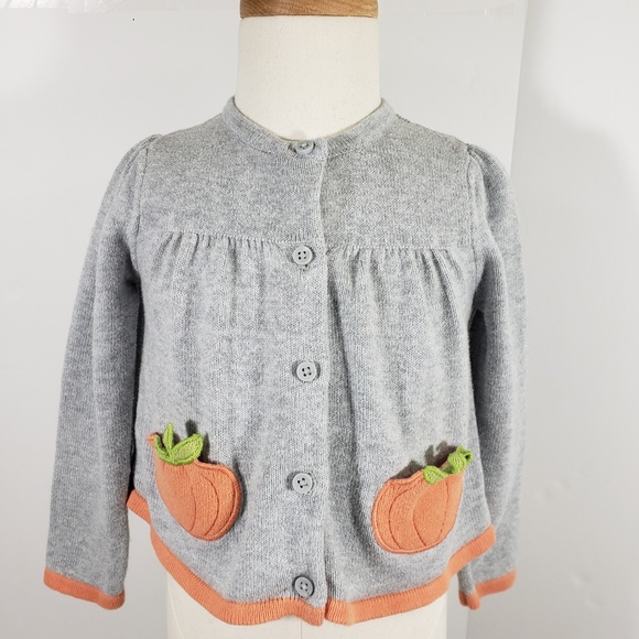 Gymboree Other - Gymboree Girls Pumpkin Cardigan Gray Orange 4T